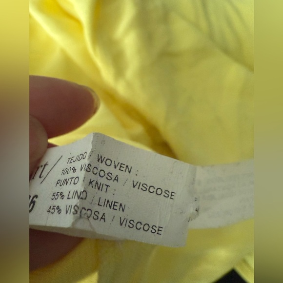 Sita Murt Yellow Linen Blend Button Front Drawstring Waist Midi Shirt Dress 36/4 - Picture 5 of 6